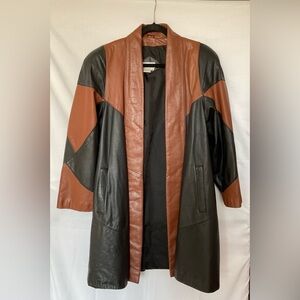 Vintage Black and Brown Leather Coat